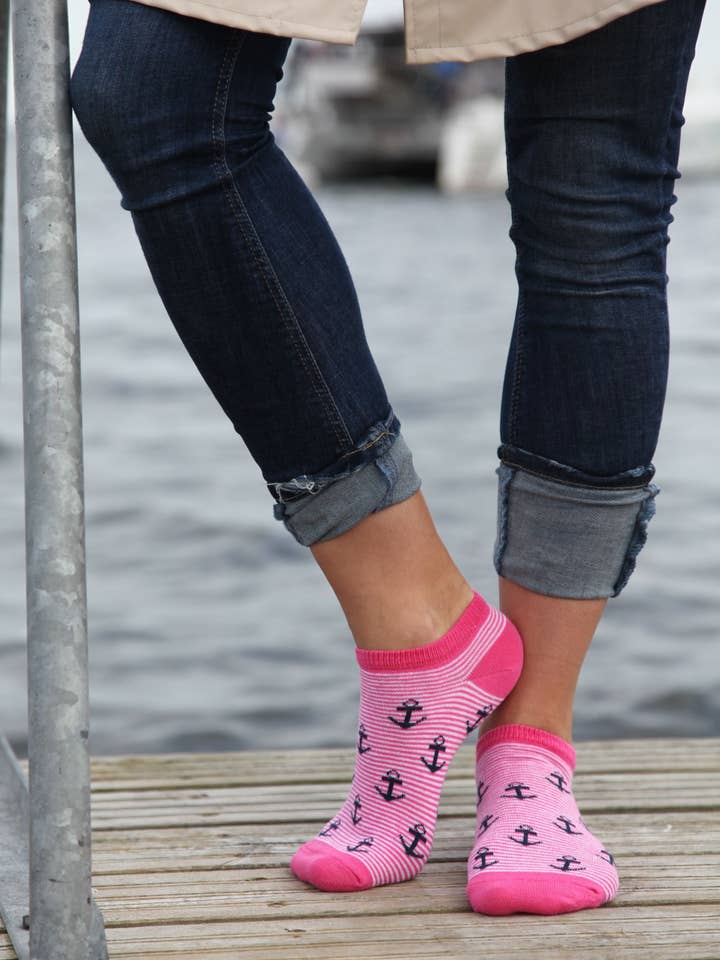 Sokisahtel I BestSockDrawer – wholesale Strumpor - Dam – MERMAID rosa strumpor med ankare
