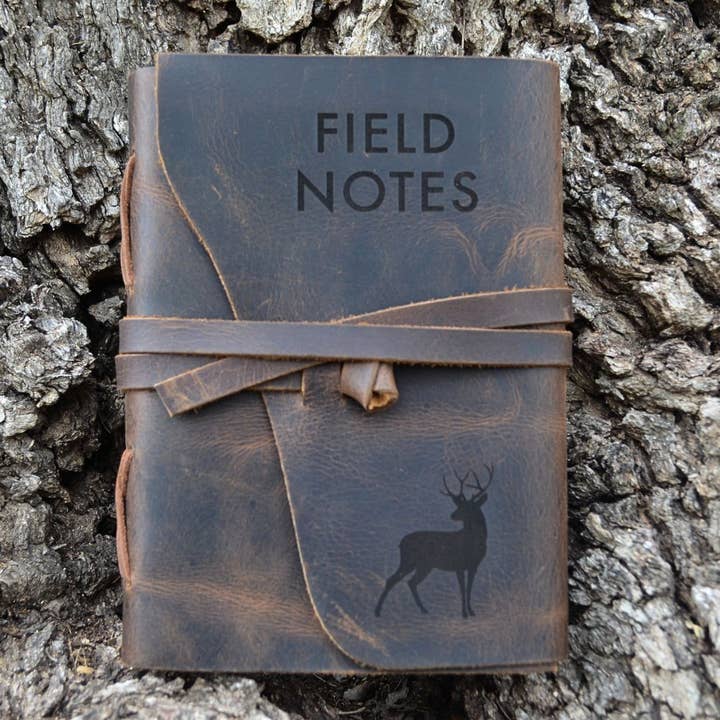 Field Notes Journal Handmade Genuine Leather with Deer for wholesale by Waymaker Leather