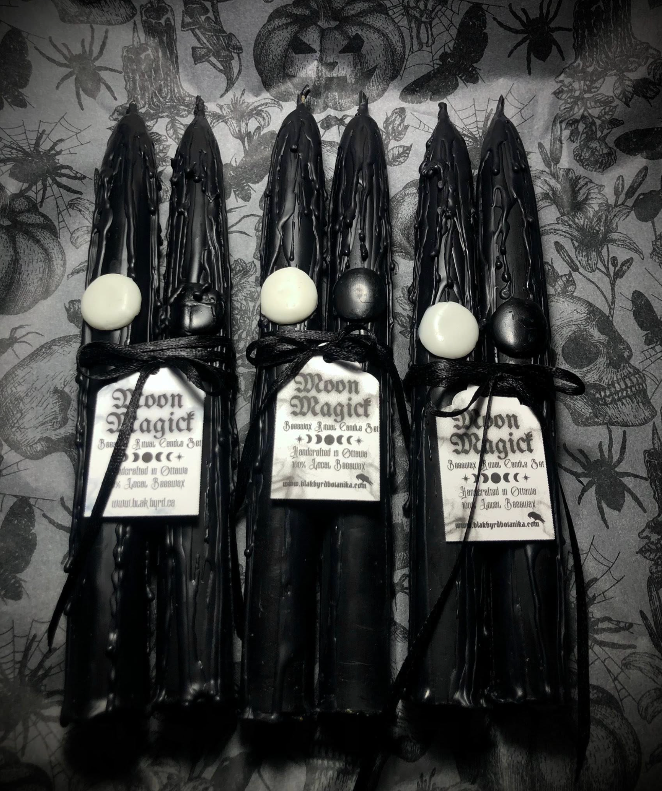 BlakByrd Botanika - Wholesale Tapered Candle/Candlestick - Moon Magick - Dark & Full Moon Taper Candle Pair1