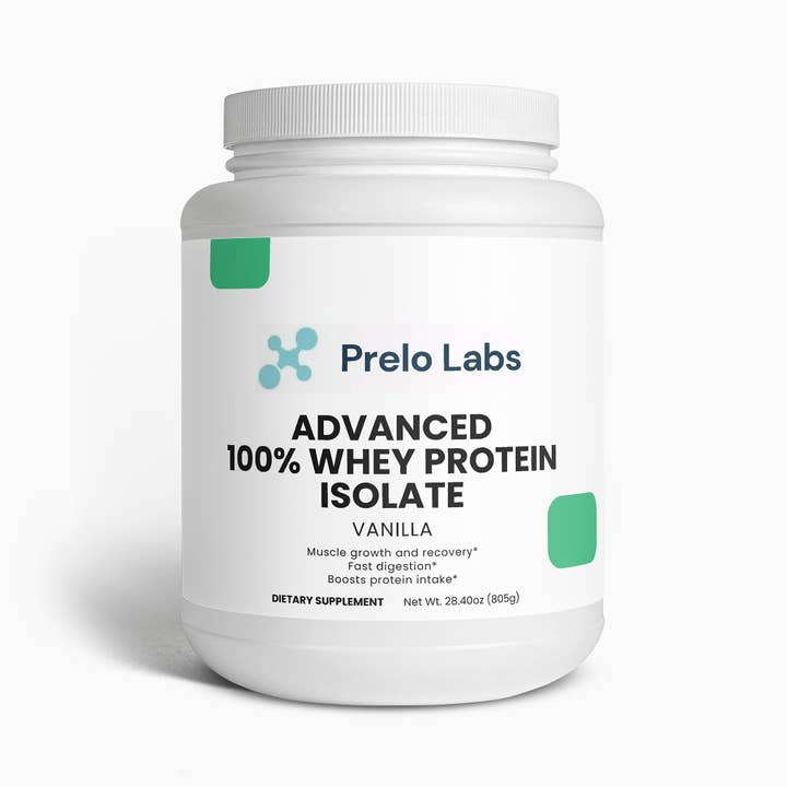 Whey Protein Isolate Powder Vanilla - 25g Protein Per Serving - Low Fat, Low Carb, Low Sugar - Muscle Building & Recover for wholesale by Prelo Labs LLC