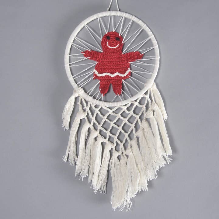 Crochet Gingerbread Girl Dreamcatcher for wholesale by IndieRoots