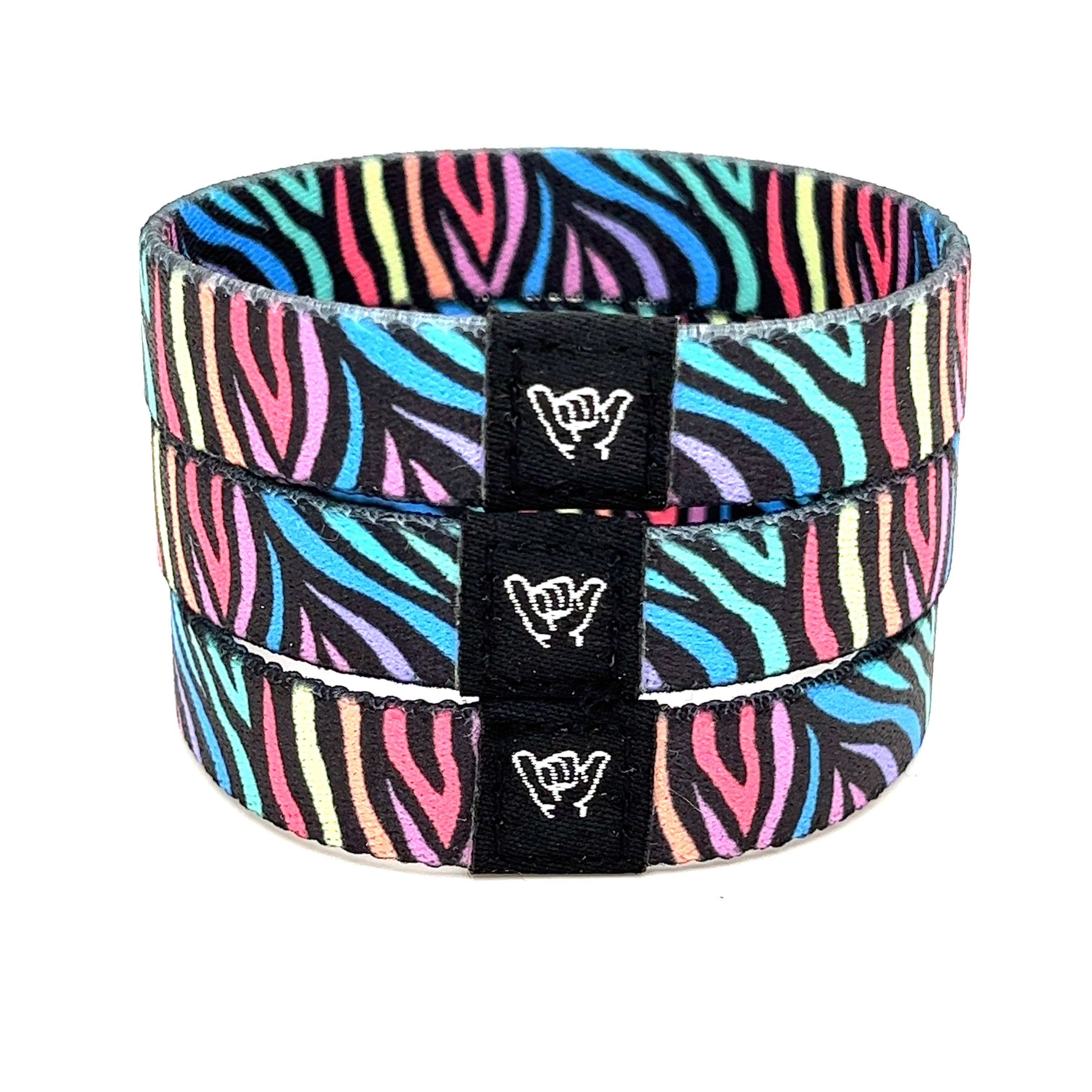 Hang Loose Bands - Wholesale Woven/Braided Bracelet - Neon Stripes Wristband Bracelet0
