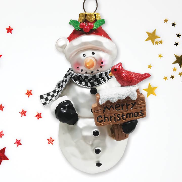 Décoration de Noël en verre Frosty Neighborhood Snowman pour la vente par OrnamentallyYou