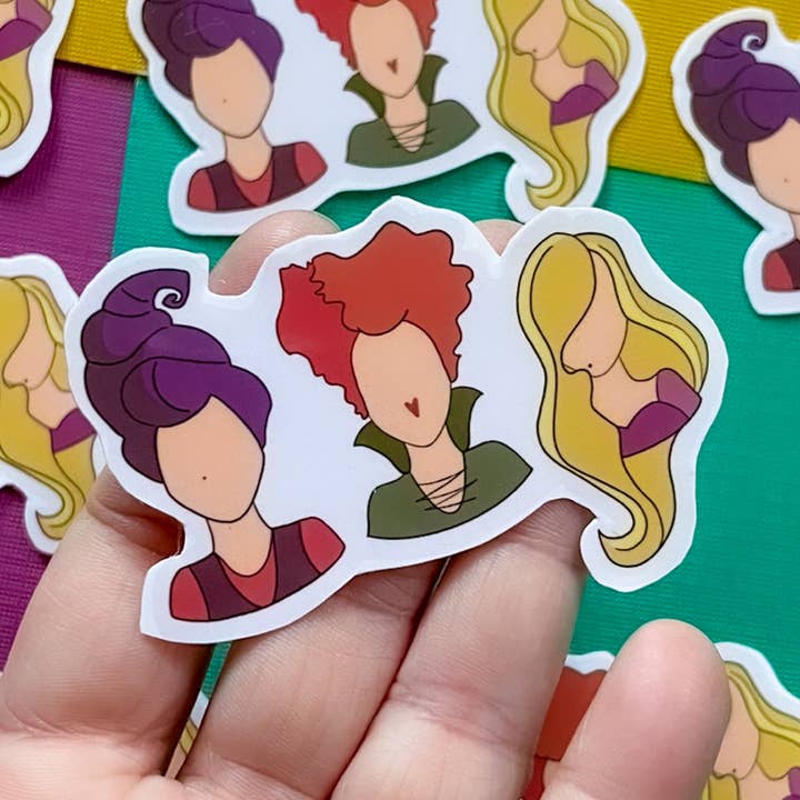 Hocus Pocus Sanderson Sisters Vinyl Sticker for wholesale by Stone Donut Design, LLC