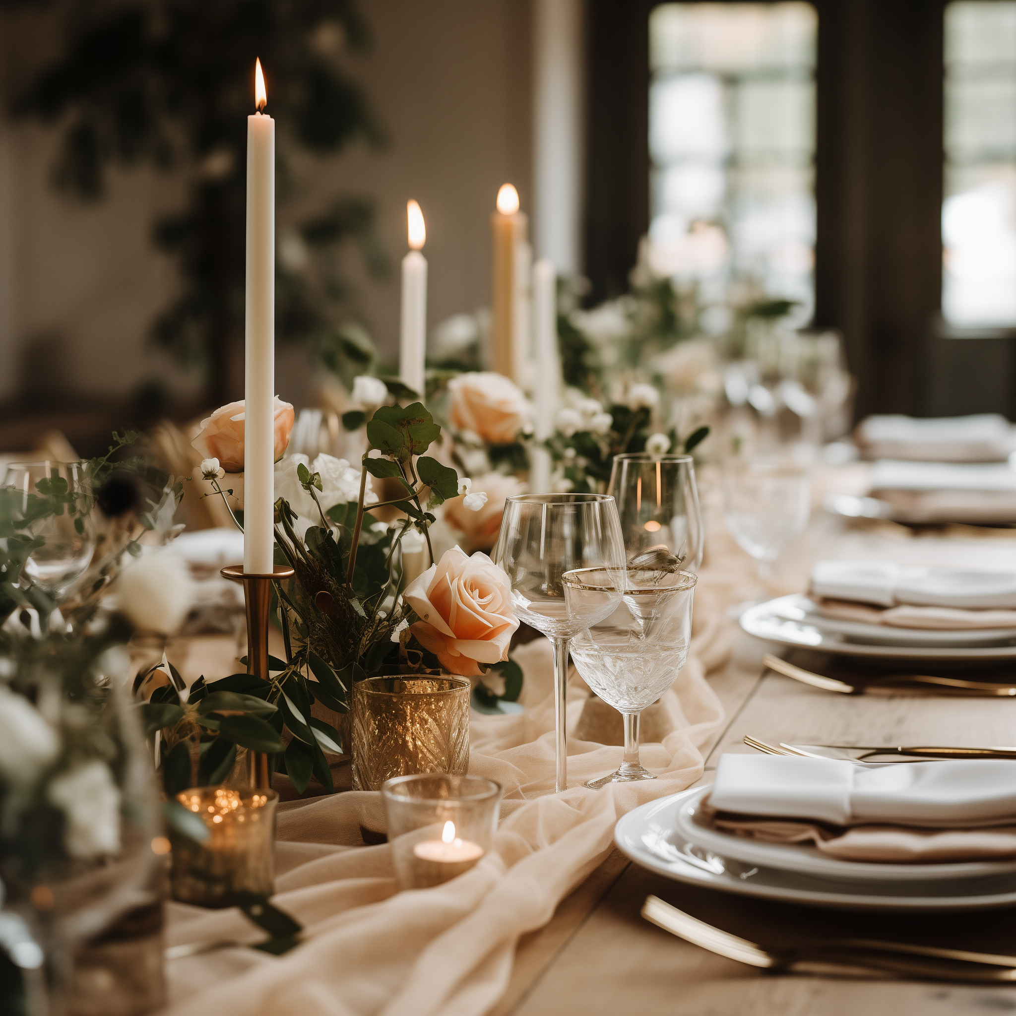 AVAGANTE Design - Vente Chemins de table - Chemin de table en mousseline froissée - beige clair1