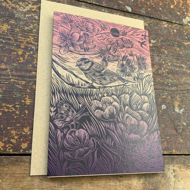 Vivienne Keable - Wholesale Birthday Card - Linocut Print - Bluetit - Greeting Card - Bird - Birthday Ca2