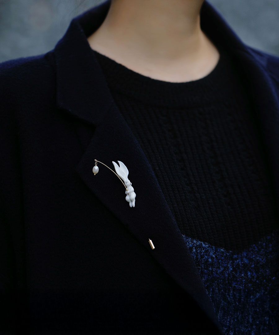 Vermilion Collection – wholesale Brosch – YIHE Keramikbroscher "Kanin"9