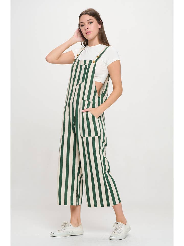 SM WARDROBE - Wholesale Overalls - Women's - CLASSIC STRIPES PRINT OVERALLS