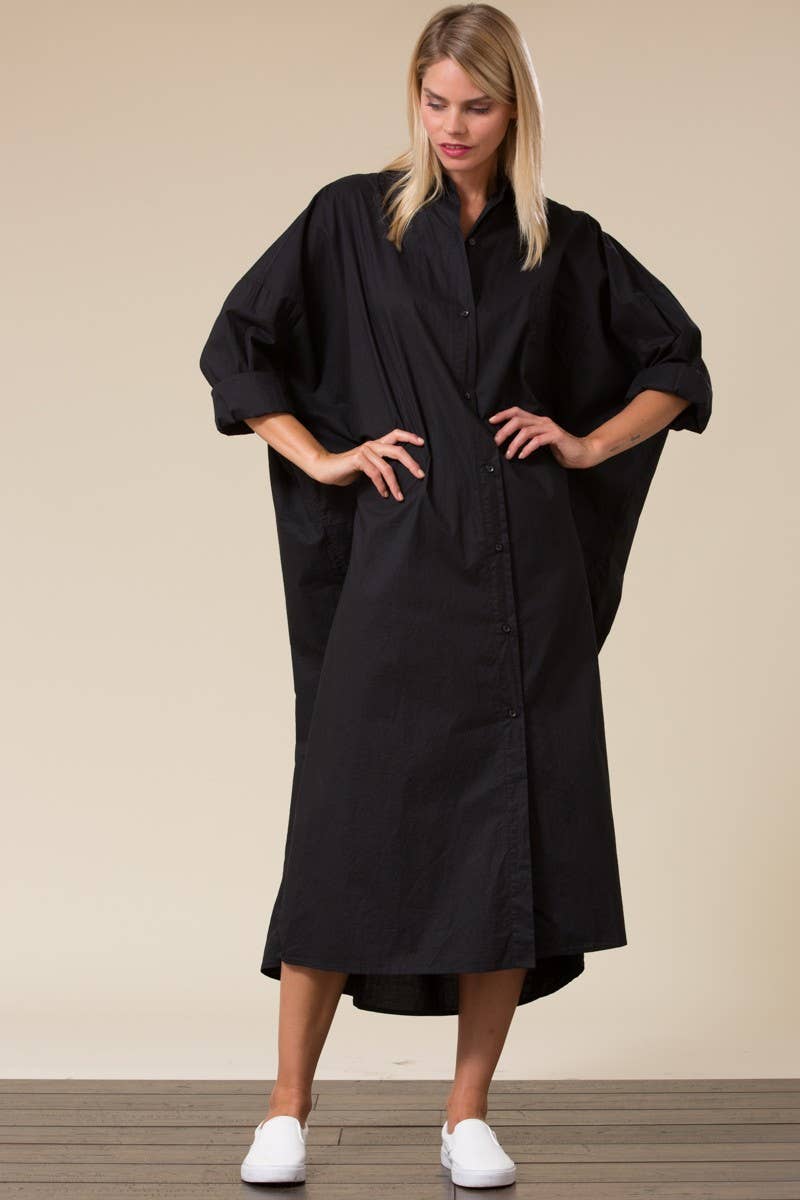 Bloidy - Venta al por mayor Vestido - Mujer - Vestido midi camisero extragrande de algodón blanco - ID300178