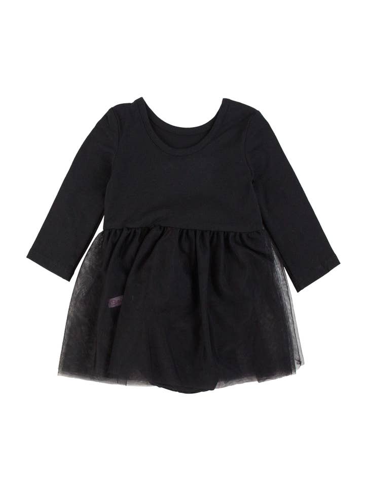 Svart Flickor Svart Långärmad Tyllkjol Romper för wholesale på Faire1