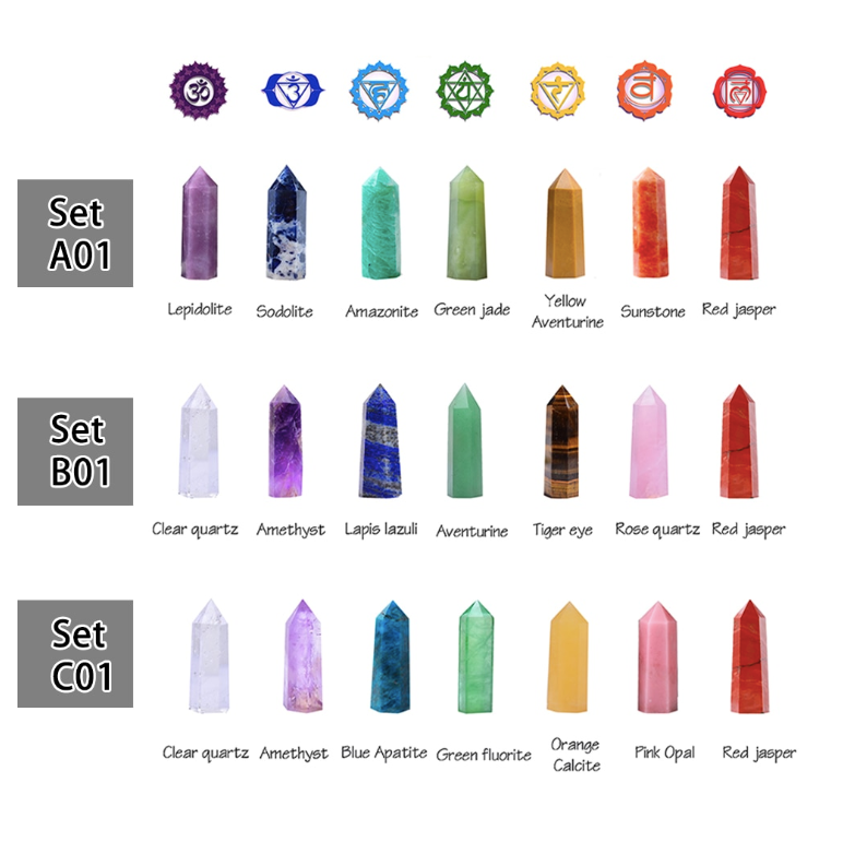 Crystolver (We Cover All Import Fees) - Vente Pierre et cristal de spiritualité - Ensemble de 7 baguettes de cristal arc-en-ciel pour chakras6