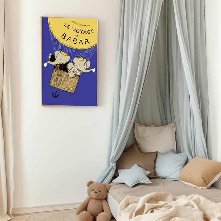 Kumo Art Prints – Engroshandel Kunsttryk – Børn og baby – Babar Ballon Eventyr Børnekunst Print2