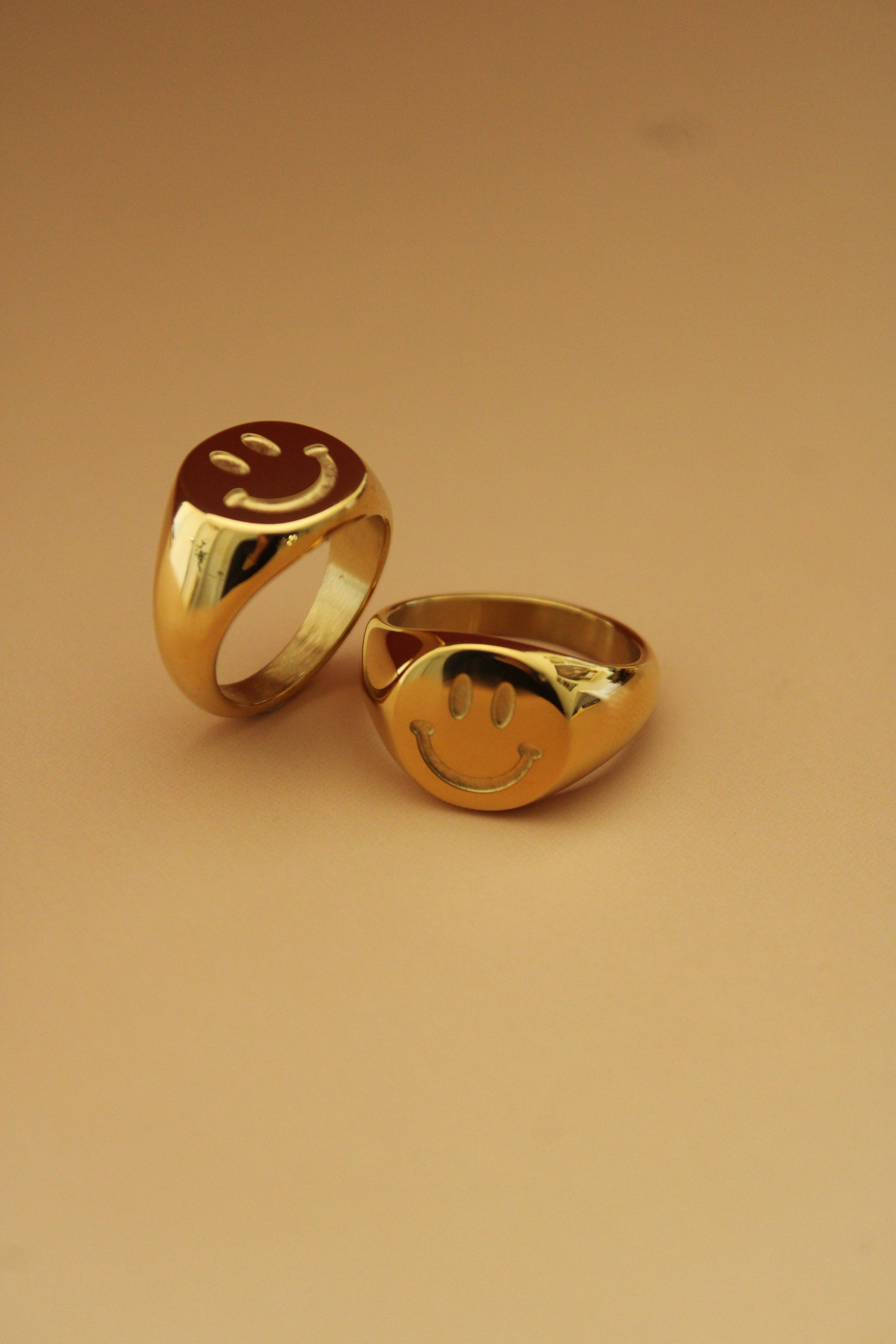 24th & Gold - Wholesale Band/Stacked Ring - Smiley Ring1