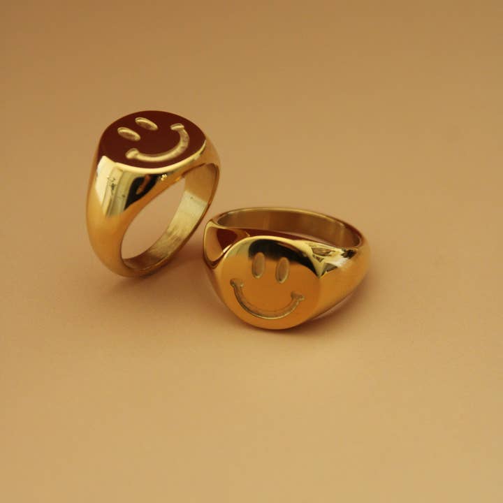 24th & Gold - Wholesale Band/Stacked Ring - Smiley Ring1