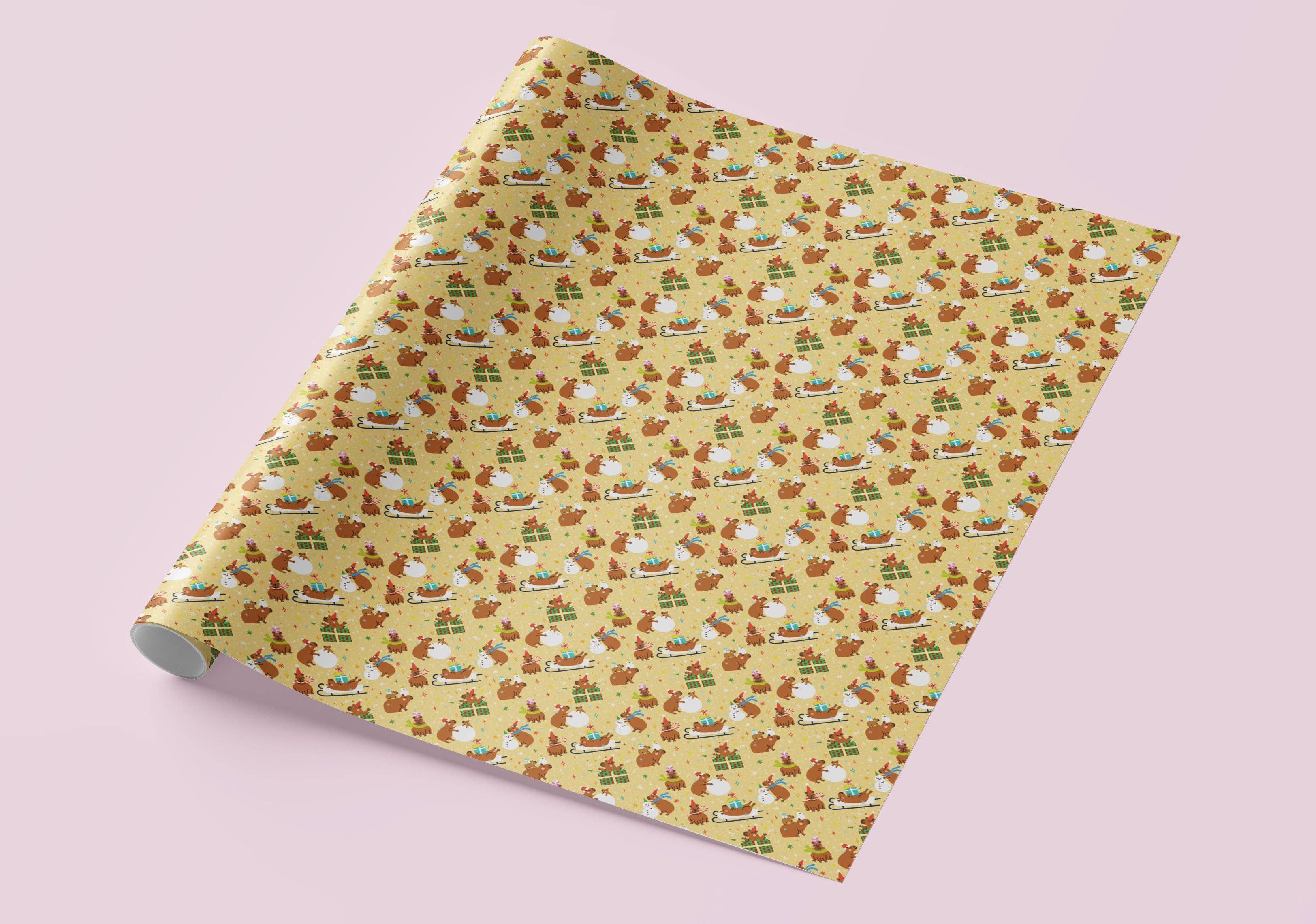 Sweary Card Lady - Wholesale Flat Wrap - NEW! Cute Capybara Chaos Christmas Gift Wrap - Flat Sheet2