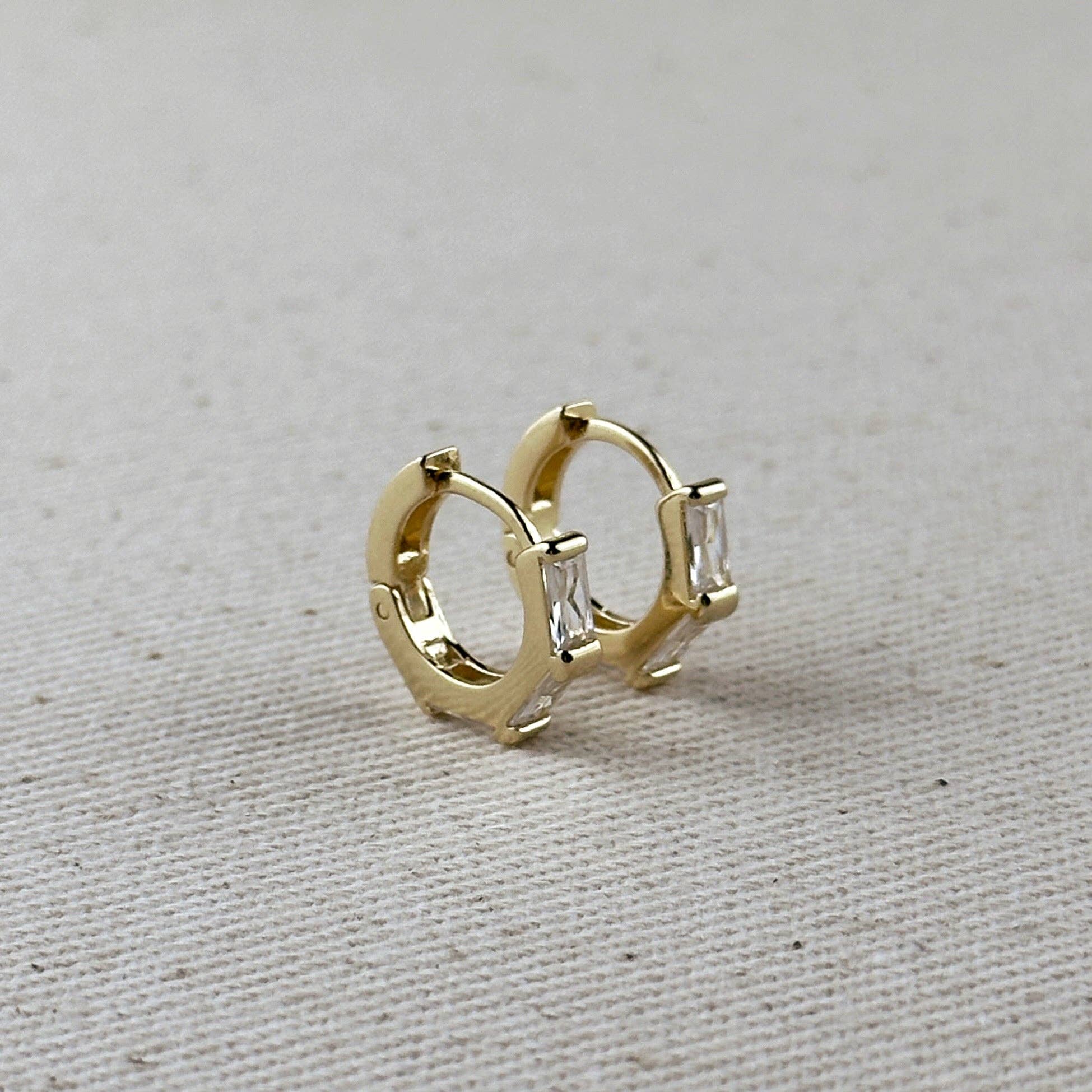 GoldFi - Wholesale Hoop Earrings - 18k Gold Filled Colored Baguette CZ Clicker Hoop Earrings2