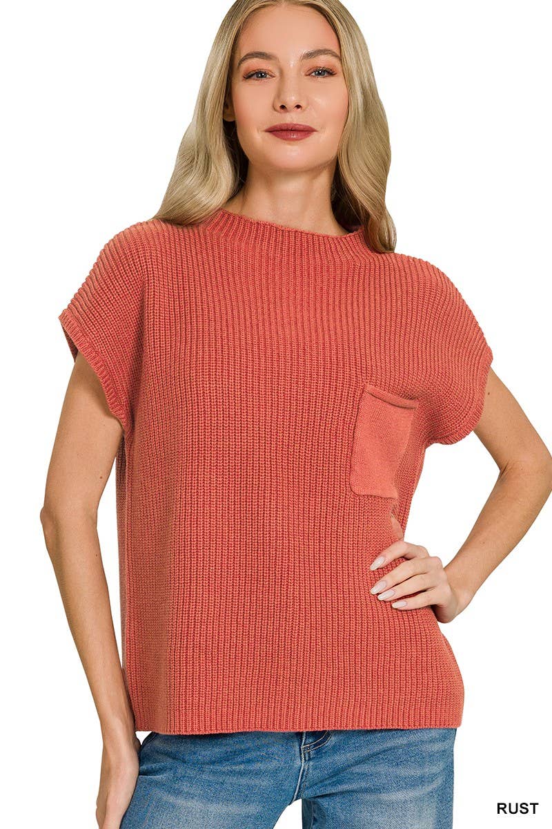 Vanilla Monkey - Vente Pull en maille – femme - Pull à manches courtes avec col montant4