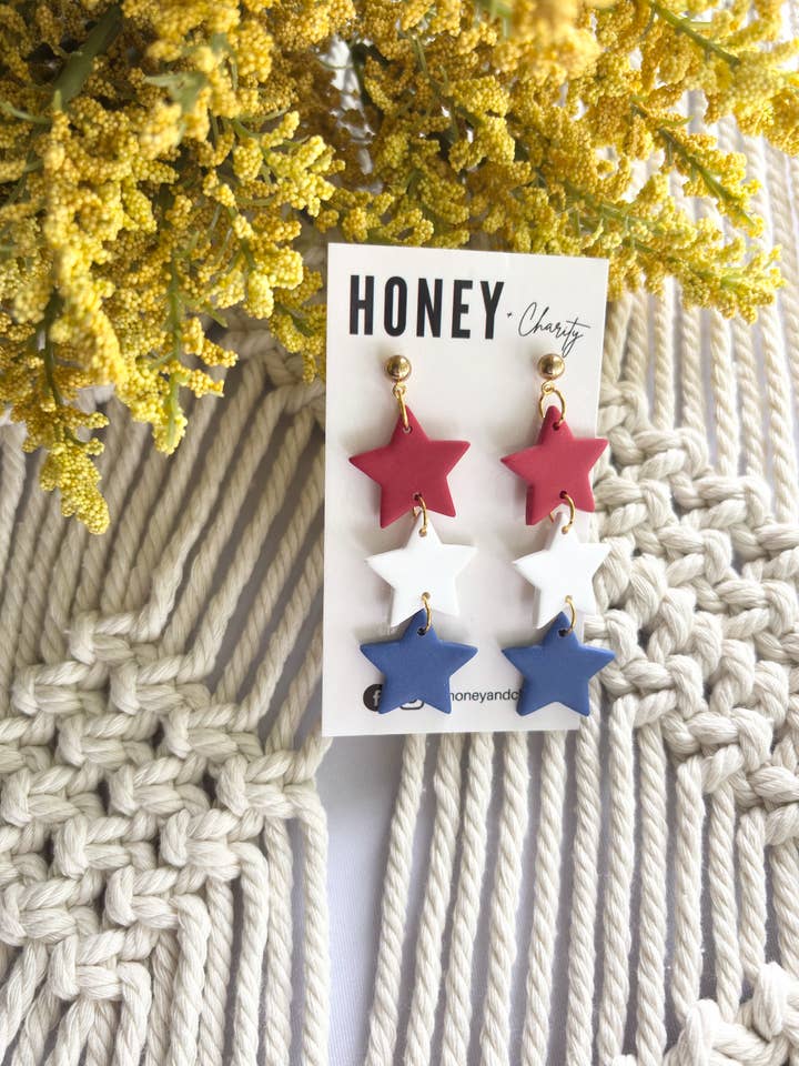 4 juli Dangles voor wholesale door Honey & Charity Earrings