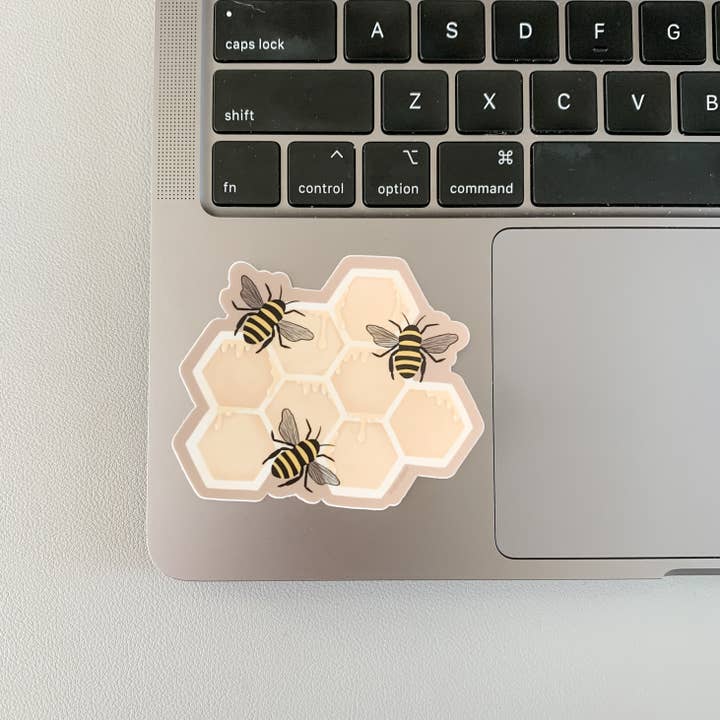 Lemon Press Studio - Wholesale Sticker - Bees on Honeycomb vinyl sticker1