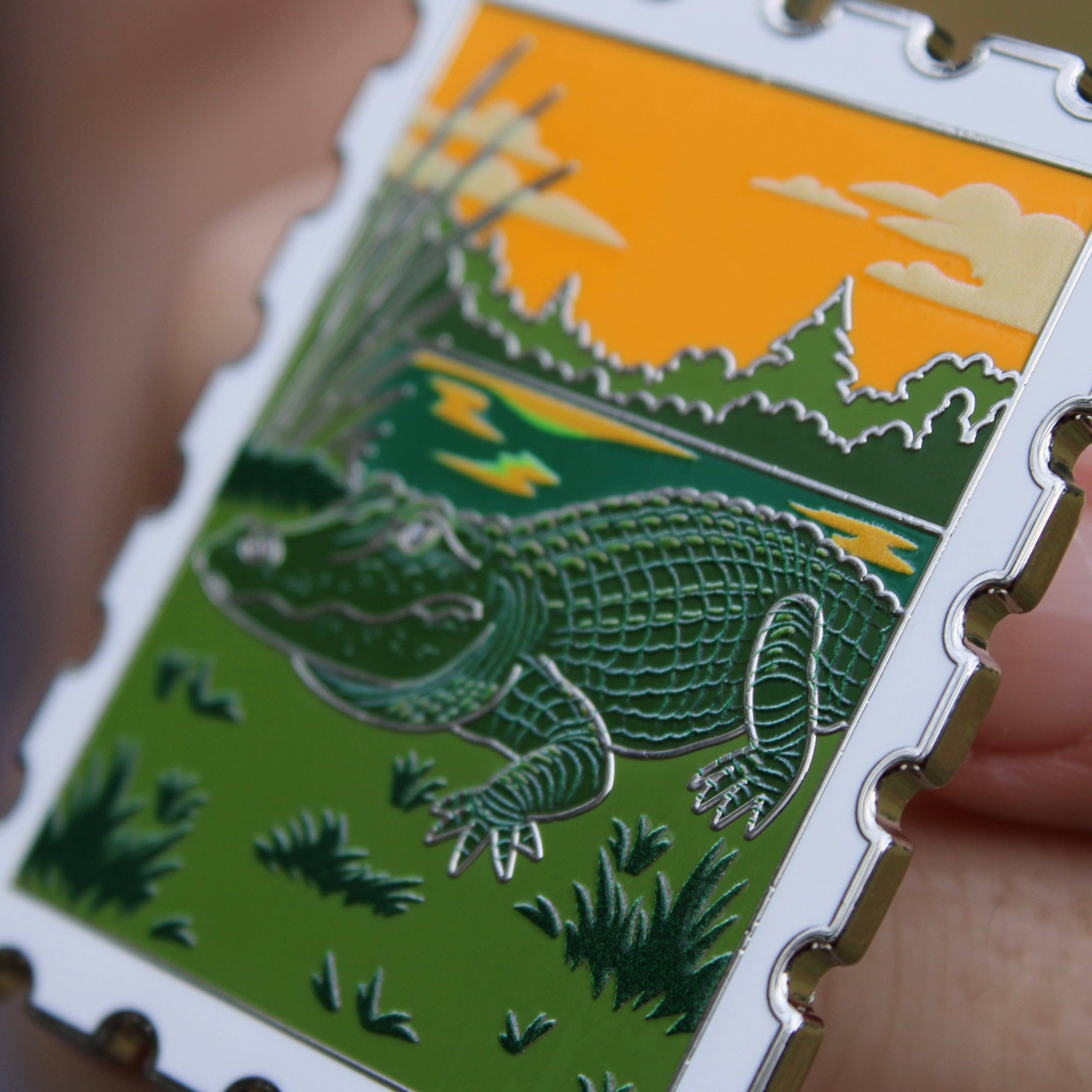 Pin Hive LLC - Wholesale Lapel Pin/Button - American Alligator Postage Stamp Enamel Pin8