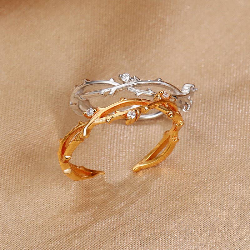 Perimade & Co. LLC – wholesale Band/stacked ring – Dainty Tree Leaf Branch Stacking Ring in 925 Sterling Silver1