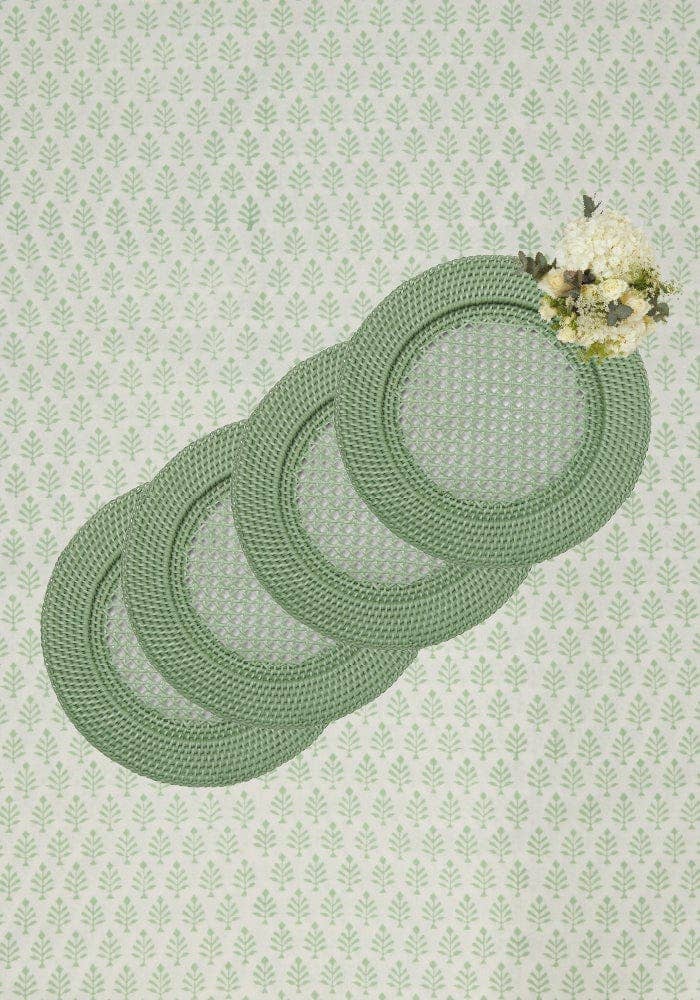 Madame Smart Ltd - Wholesale Charger Plate - Harbour Island Round Rattan Charger Green  - Set of 49