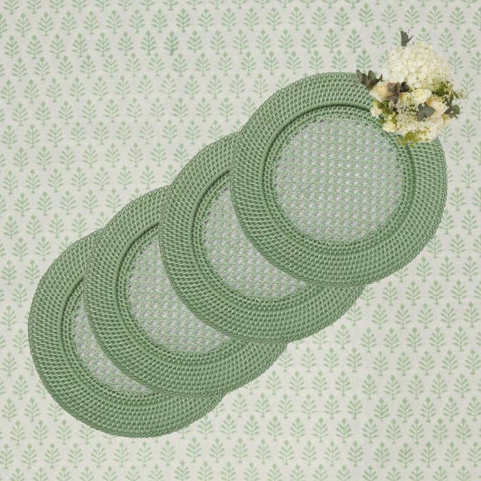 Madame Smart Ltd - Wholesale Charger plate - Harbour Island Round Rattan Charger Green - Set of 49