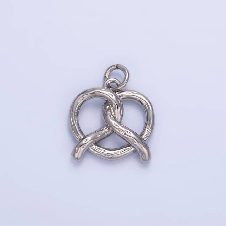 Aim Eternal - Wholesale Individual Charm/Pendant - 24K Gold Filled Mini Pretzel Pastry 3D Minimalist Charm in Gold & Silver | W1051