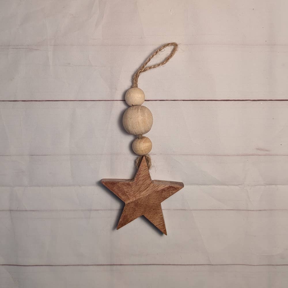 A.T. Imports - Wholesale Ornament - Wood Heart and Bead Ornament