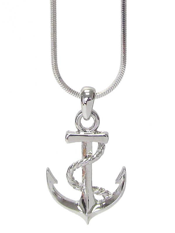 ( U024 ) CRYSTAL ANCHOR PENDANT NECKLACE for wholesale by Jewelry Max