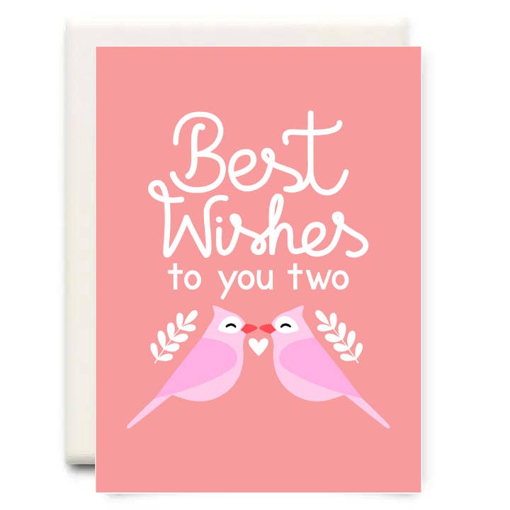 Best Wishes Birds Pink | Wedding Greeting Card for wholesale by Inkwell Cards