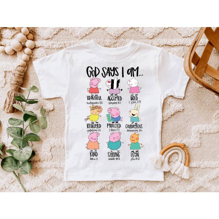 Camiseta infantil God Says I Am/Pig para venta al por mayor de AvaryMaeInspirations