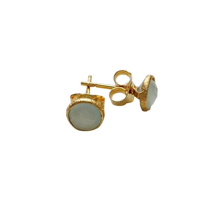Saraswati Imports - Wholesale Stud/Post Earrings - Le Petite Chalcedony Vermeil Post Earrings