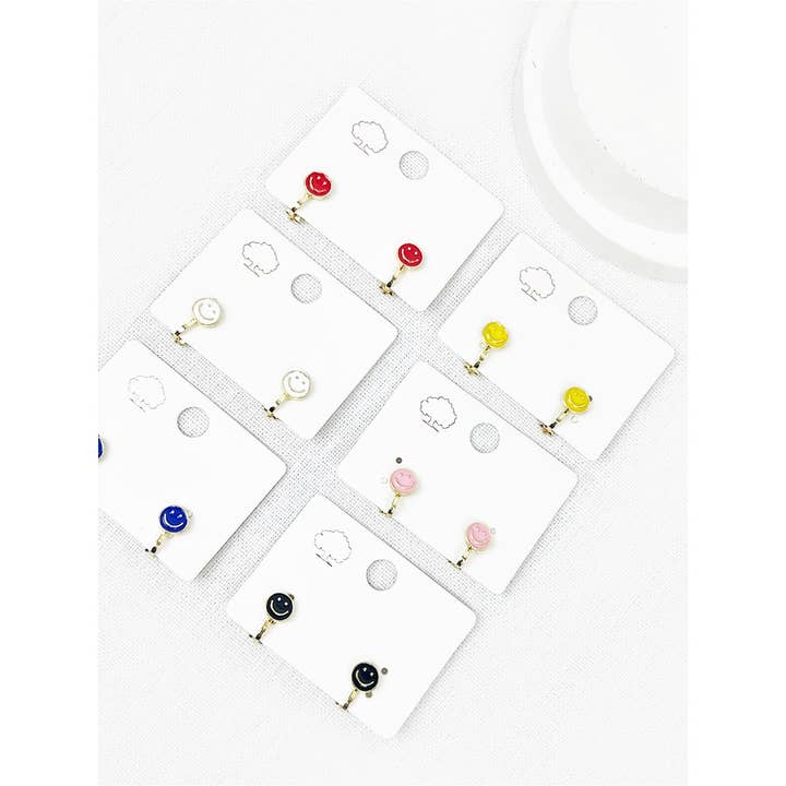 MIX COLOR Smiley Face Clip on Earrings for wholesale on Faire