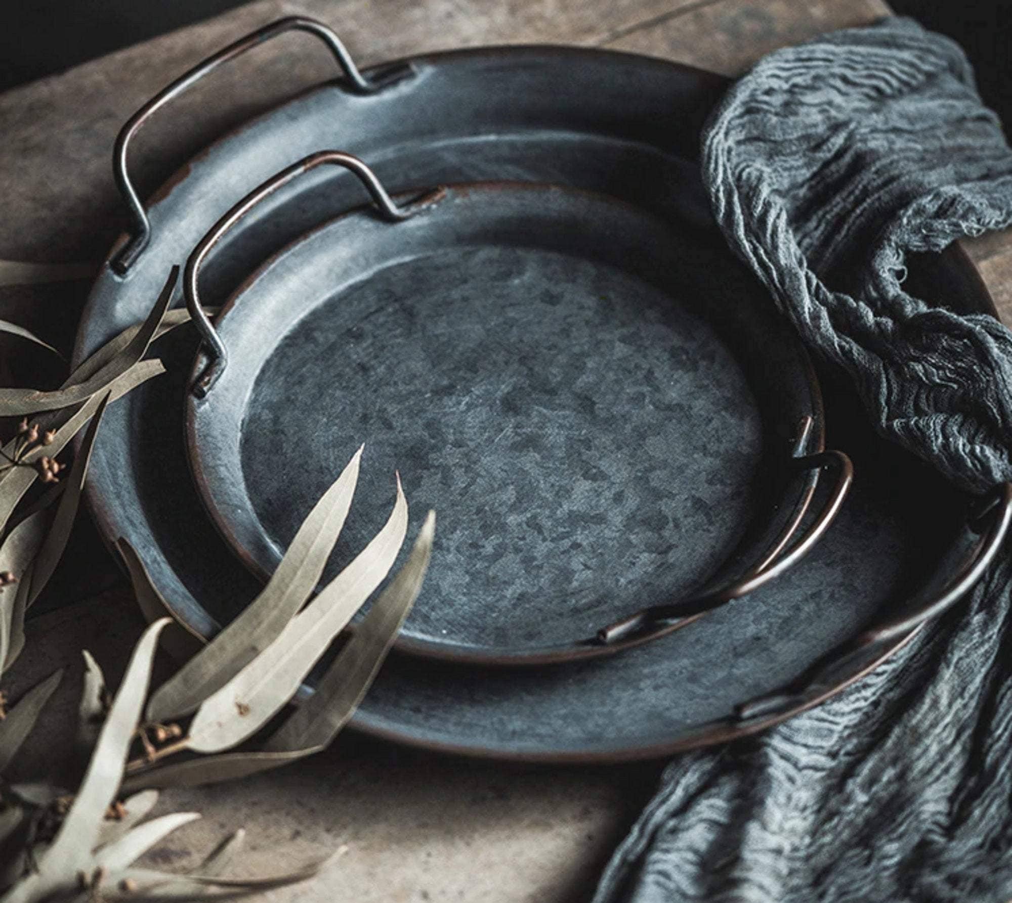 Homerely (We Cover All Import Duties) - Wholesale Serving Tray - European Retro Metal Plate With Handles2