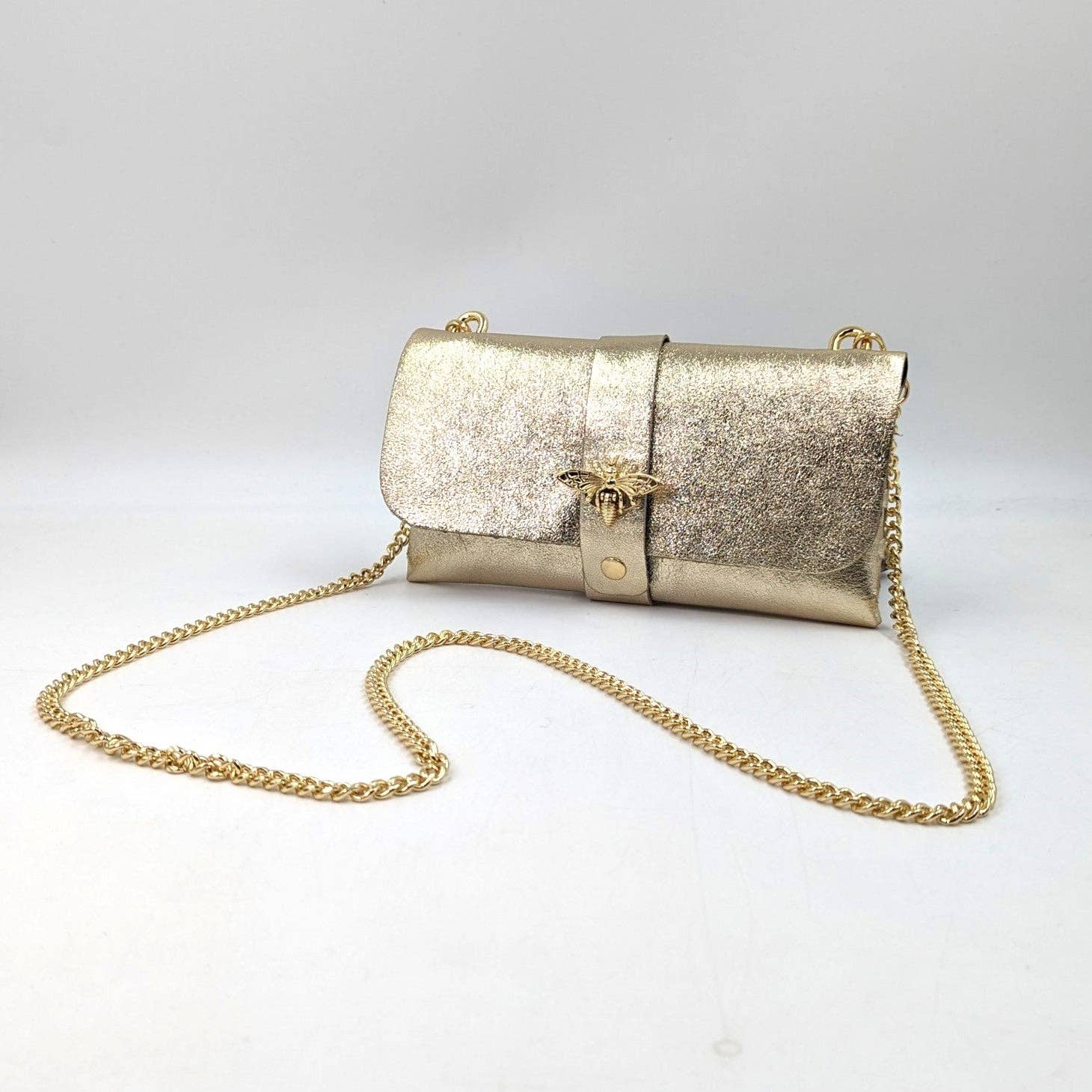 Tempest Designs – bolsa tiracolo - Mulher por atacado – Clutch de couro simples estilo 'Gucci' com abelha, alça removível de corrente dourada em corda17