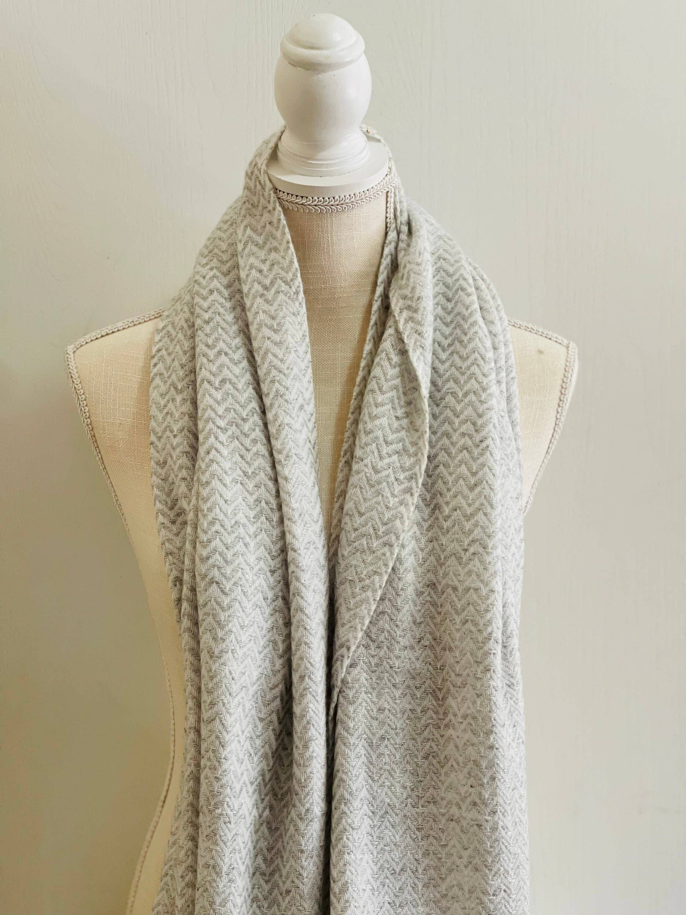 White x Gray Beautiful Handmade Pure Cashmere Scarf, Cashmere Wrap, Thick for wholesale on Faire2