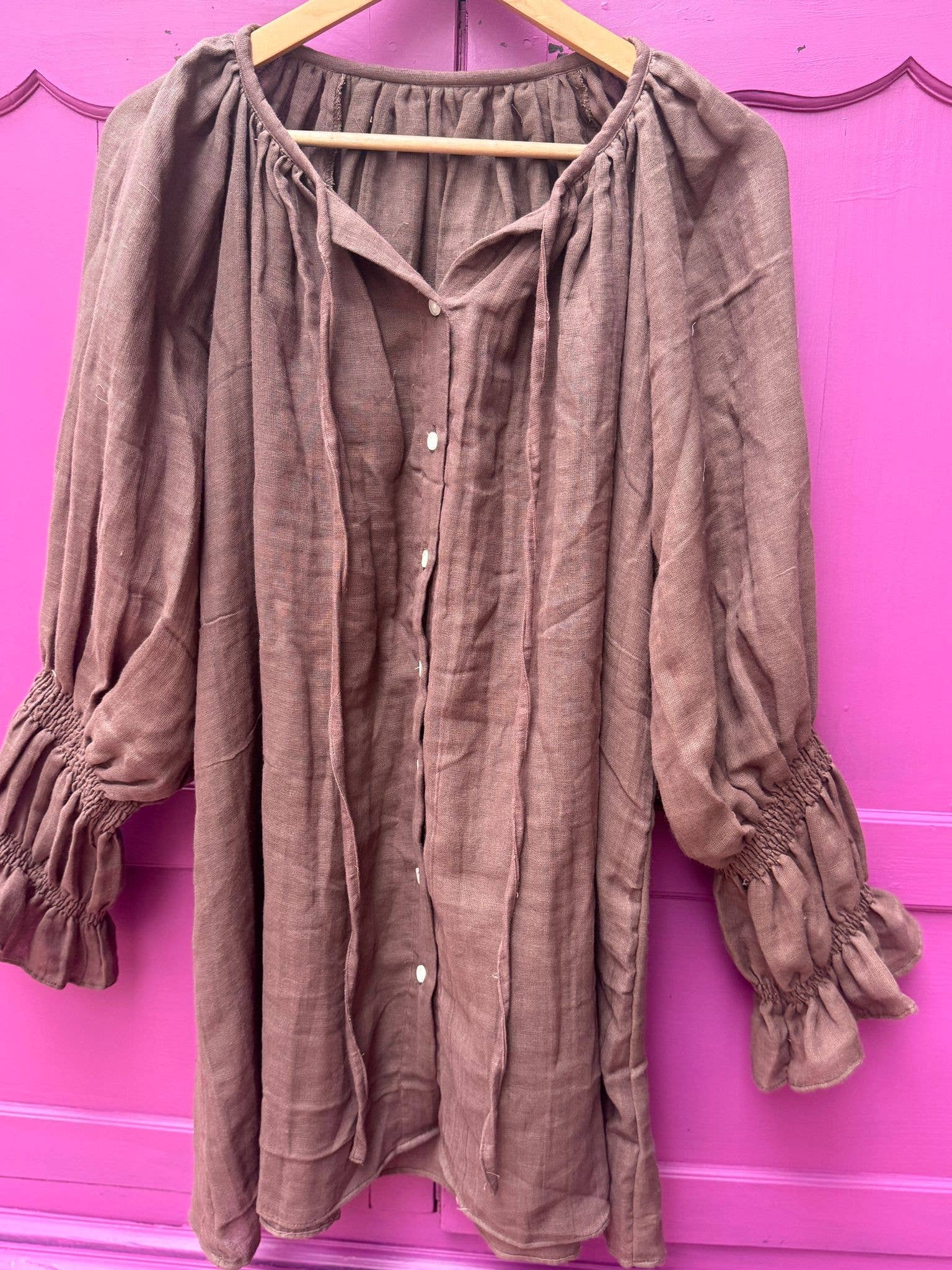 ToutVintage - Vendita all'ingrosso Camicetta - Donna - Blusa di cotone Marrone8
