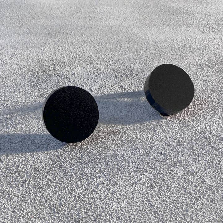 Mingled - Wholesale Stud/Post Earrings - Matte Black Round Stud Earrings - 15mm