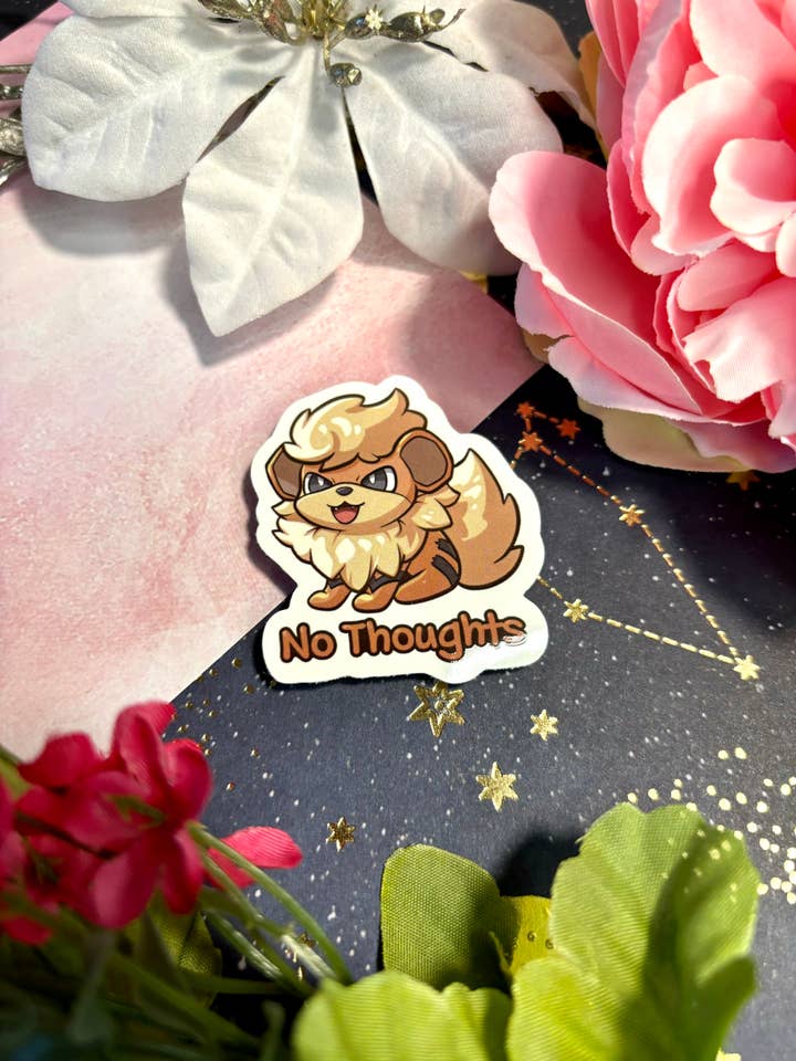 Geen gedachten Growlithe waterbestendige vinylsticker Pokemon voor wholesale door Winterra LLC