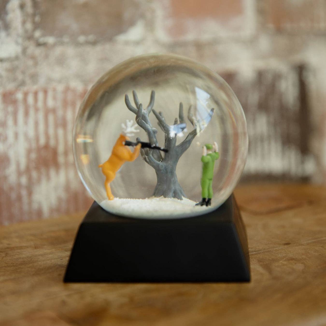 Demented Penguins - Wholesale Snow Globe - "Bambi's Revenge" Snow Globe Deer vs. Hunter Snowglobe4