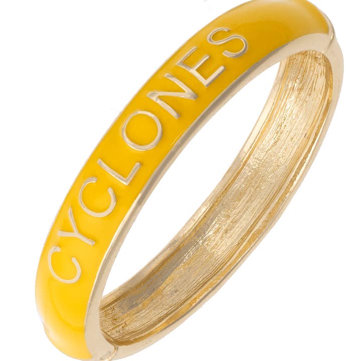 Canvas Style - Wholesale Bangle Bracelet - Iowa State Cyclones Sculpted Enamel Hinge Bangle in Yellow0