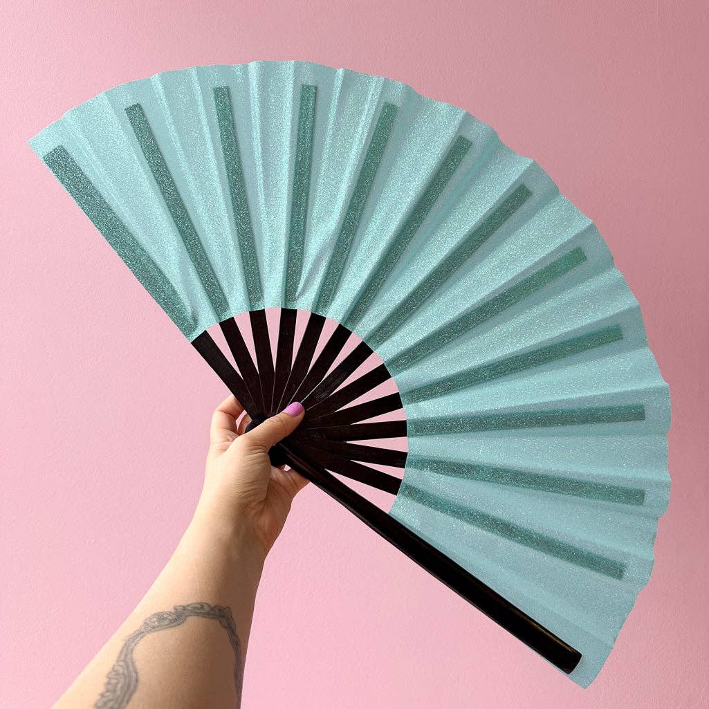 Esoteric London – wholesale Handheld folding fan – Glitter Giant Hand Fan5