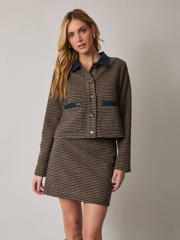 HOUNDSTOOTH SHORT BARN JACKET & HOUNDSTOOTH MINI SKIRT for wholesale by Sunday Edition