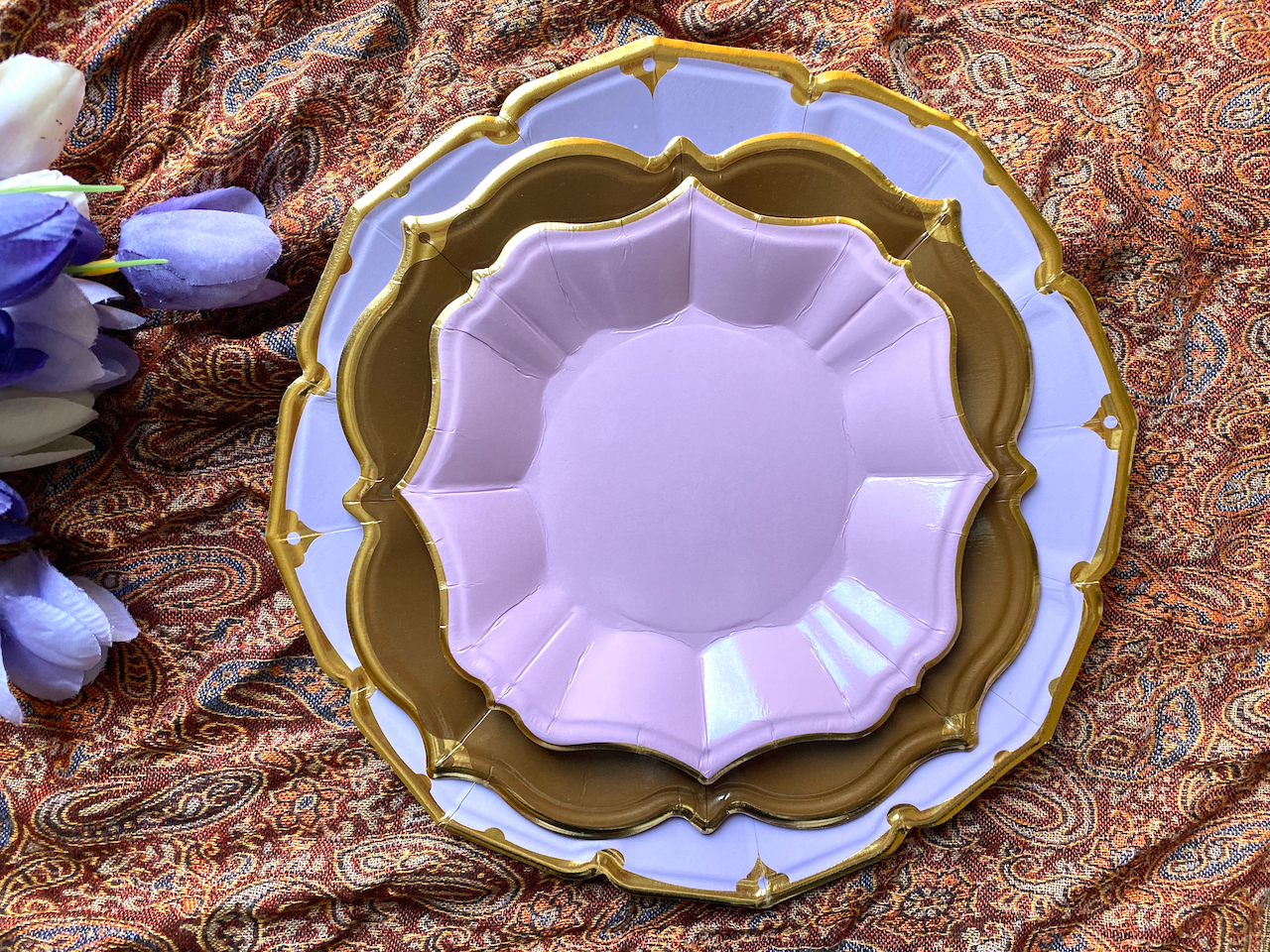 EID Creations - Vente Assiette jetable - 8 assiettes à dessert lilas2
