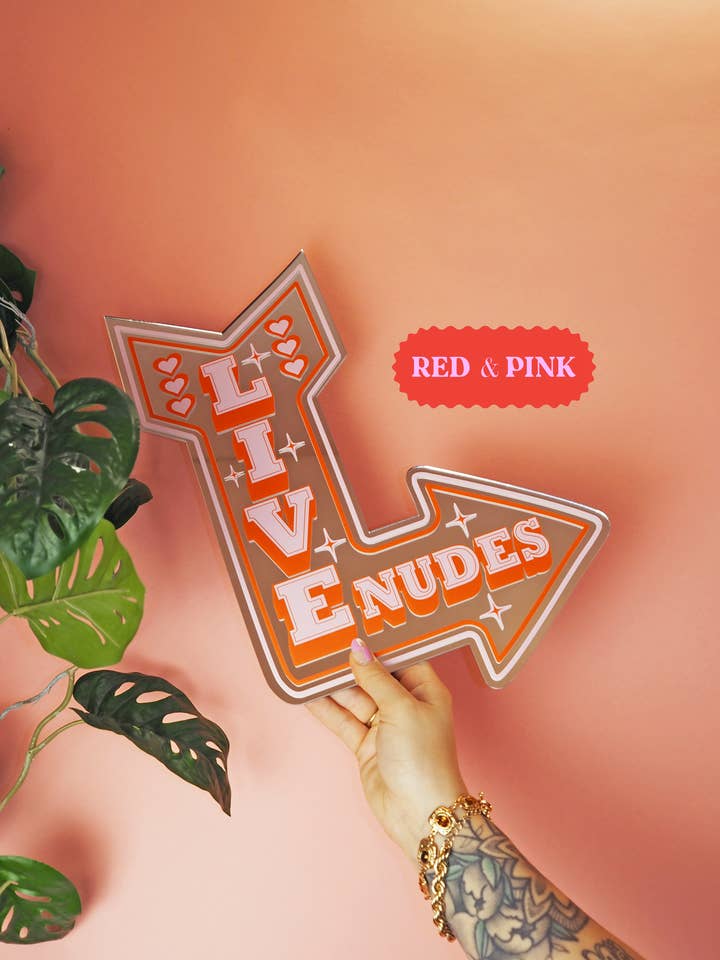 Live Nudes Retro Arrow Mirror for wholesale by Printed Weird