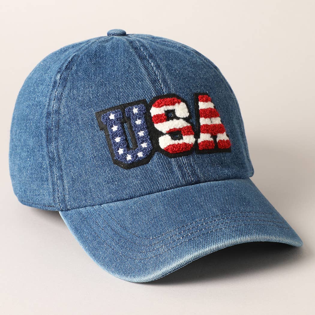 Fashion City - Wholesale Baseball Cap - Unisex - US Themed USA Letter Chenille Patch Baseball Cap8