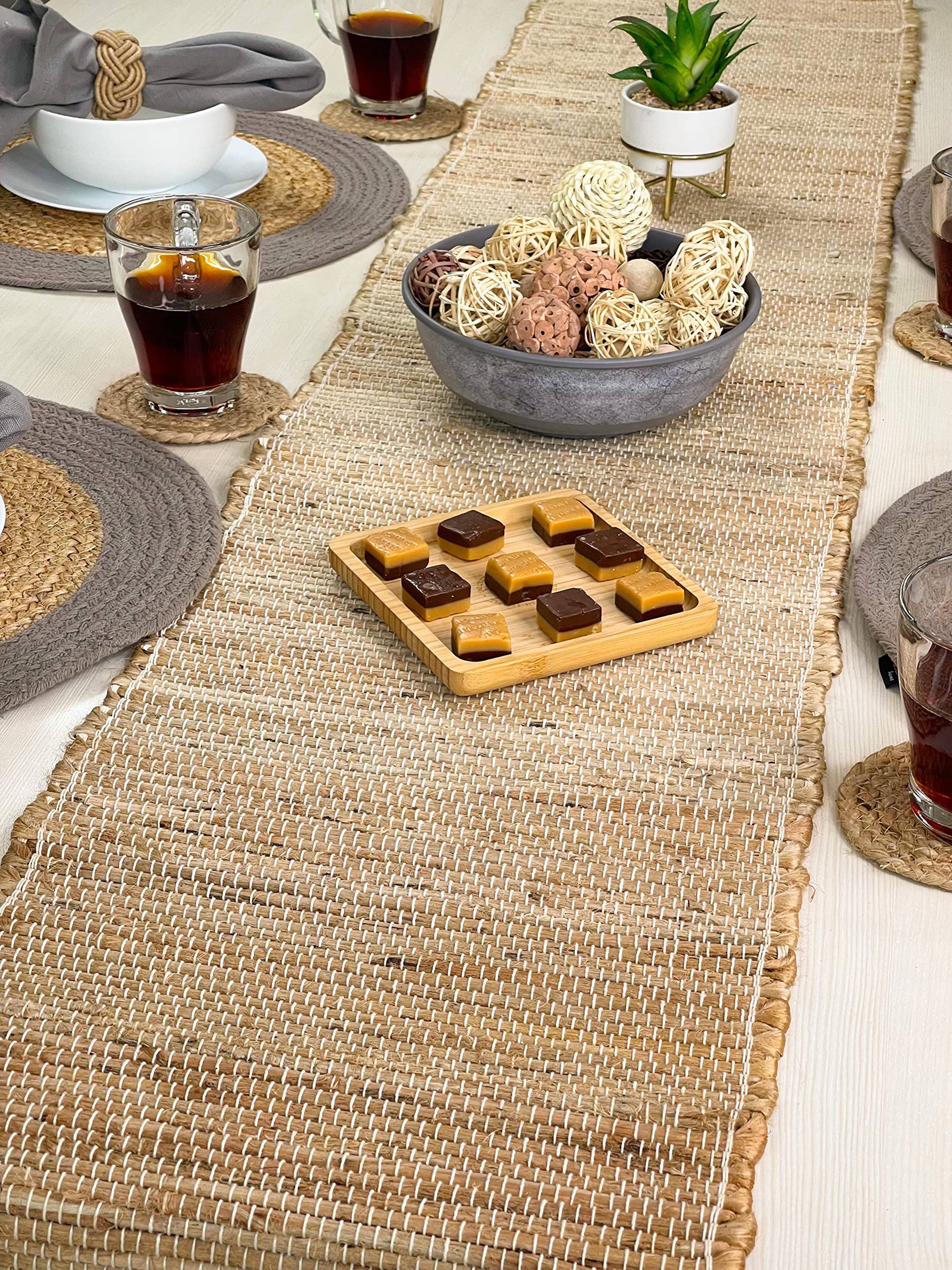 NATURAL JUTE TABLE RUNNER, CHIC TABLE LINEN, 13'' x 72''. for wholesale on Faire3