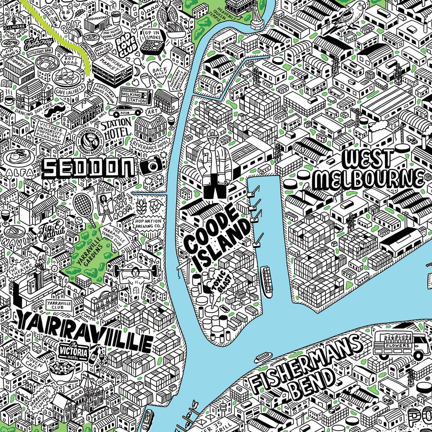 Evermade - Wholesale Art Print - Hand Drawn Map of Melbourne Art Print16