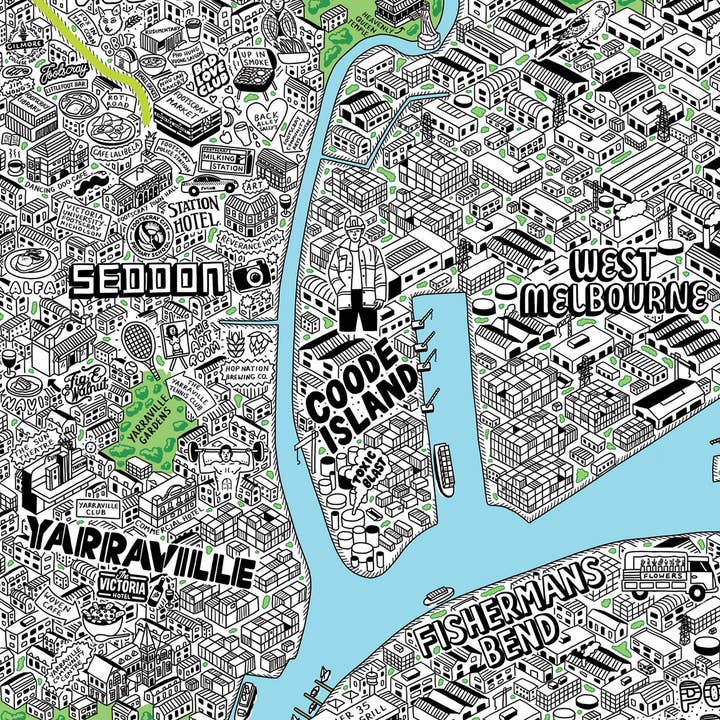 Evermade - Wholesale Art Print - Hand Drawn Map of Melbourne Art Print16